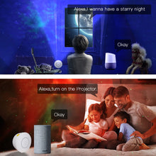 Load image into Gallery viewer, WiFi Tuya Smart Star Projector Galaxy Laser Starry Sky Projector Waving Night Light Colorful APP Wireless Control Alexa Google