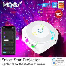 Load image into Gallery viewer, WiFi Tuya Smart Star Projector Galaxy Laser Starry Sky Projector Waving Night Light Colorful APP Wireless Control Alexa Google